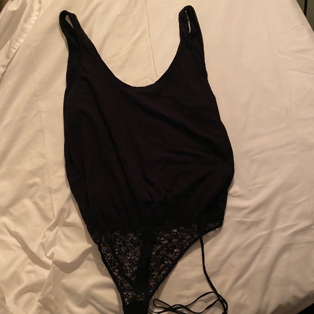 Free People Tank Top Bodysuit Black